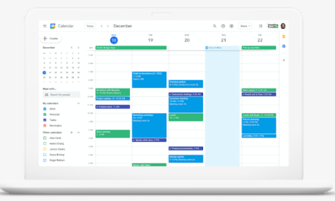 グーグルワークスペースの他社アプリケーションを組み合わせて拡張したスケジューラー画面のイメージ画像